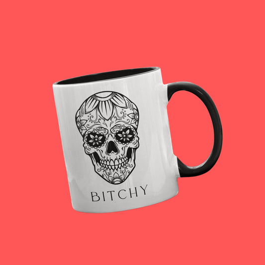 Skull Mug | Bitchy Mug | Sugar Skull Mug | Funny Halloween Mug | Hostess Gift | Goth | Dia de los Muertos