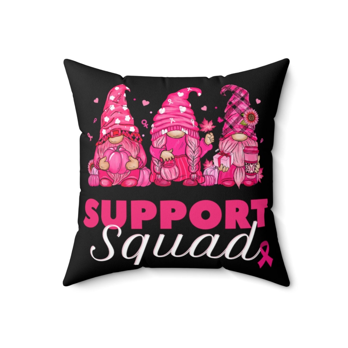 Breast Cancer Gnome Pillow | Cancer Pillow | Gift for Cancer Survivor | Fuck Cancer | Just Cure It | Pink October | Breast Cancer Survivor