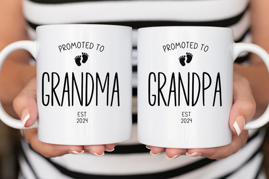 Pregnancy Announcement Grandparent Mugs, New grandma Mug, New Grandpa Mug, New Grandma Gift, New Grandpa Gift, Baby Announcement Gift