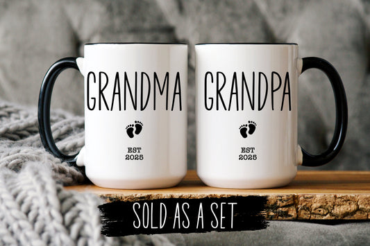 Pregnancy Announcement, New Grandma Gift, New Grandpa Gift, Baby Announcement, Baby Shower Gift, Pregnancy Reveal, New Grandparent Mug Set