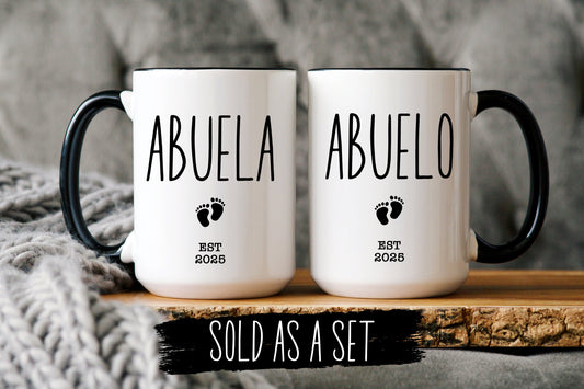 Pregnancy Announcement, New Abuela Gift, New Abuelo Gift, Baby Announcement, Baby Shower Gift, Pregnancy Reveal, New Grandparent Mug Set